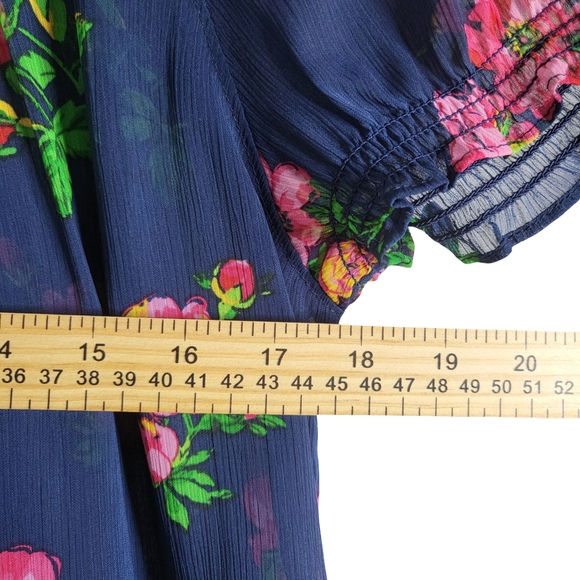 Floral Ruffle Navy Blouse - Picture 10 of 10